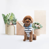 Blue Linen Striped Hoodie